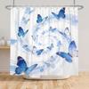 Moderne Mode Duschvorhang Blaue Blumen Schmetterling Duschvorhänge Badezimmer Dekoration Wasserdicht Mit 12 Haken Polyester Vorhänge