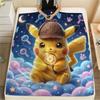 Pikachu Print Flannel Blanket, Warm Comfortable for Bedrooms, Sofas, Beds, Chairs -HE50