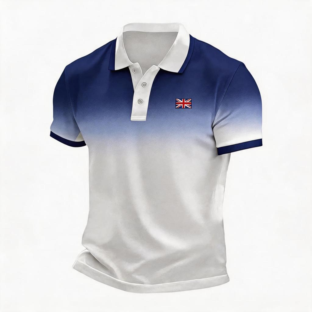 Men's Support Polo Shirt with National Flag Print Button Collar Short Sleeve Casual Fit Breathable Fabric for Outdoor Activities