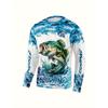 Dripping Men's Fishing Shirt - Long Sleeve Outdoor Fisherman Shirt with Perch Pattern