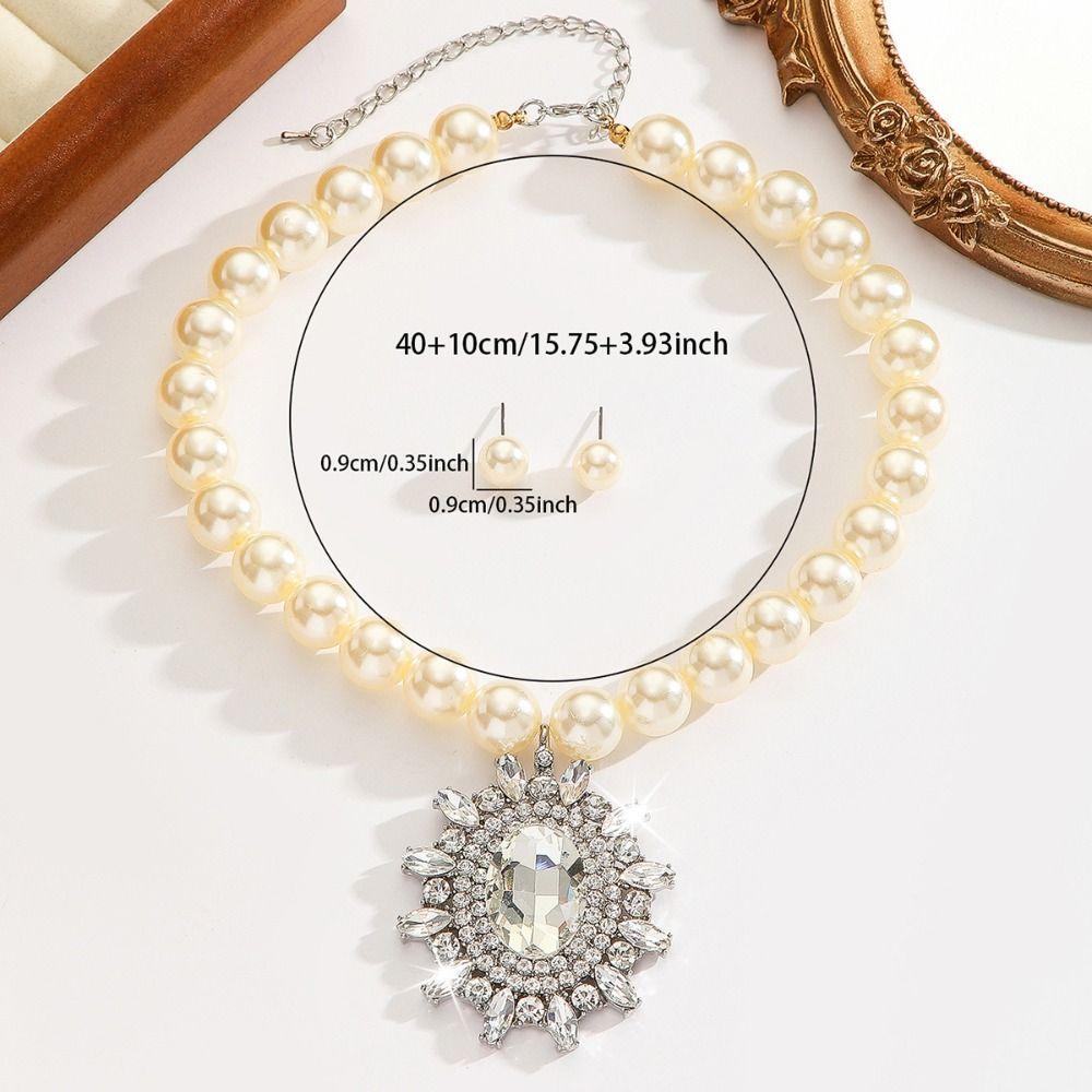Luxury Necklace Earrings Set Elliptical Crystal Women Jewelry Set  Jewelry Accessories