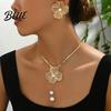 Dress Matching Jewelry 2Pcs/Set Women Necklace Earrings Set Hollow Flower