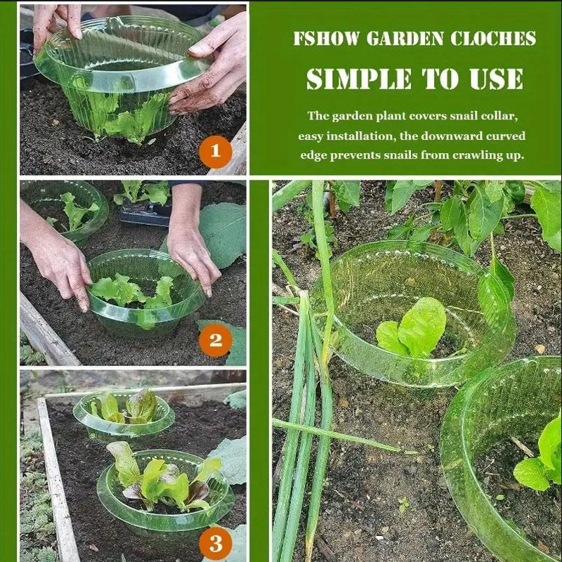 6/12Pcs Vegetable Protective Covers Green Garden Cloches Plastic Plant Protection Collars for Indoor Outdoor Garden Supplies