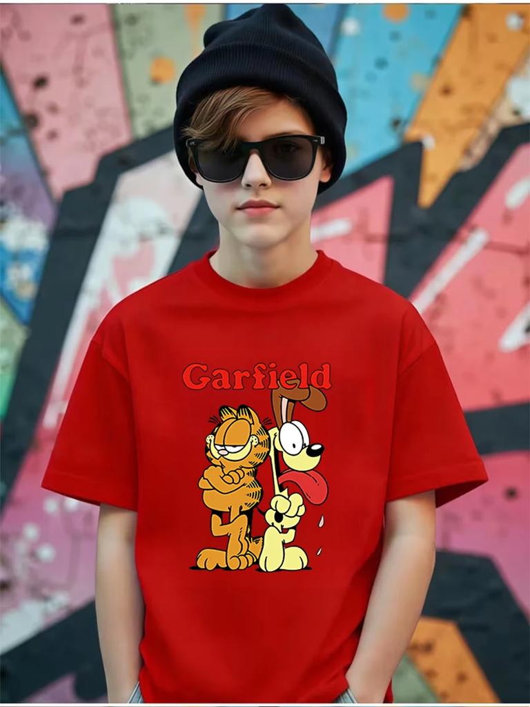 Nermal Garfield Short Sleeve T Shirt Children Summer Cute Crewneck Street Ages 3-14