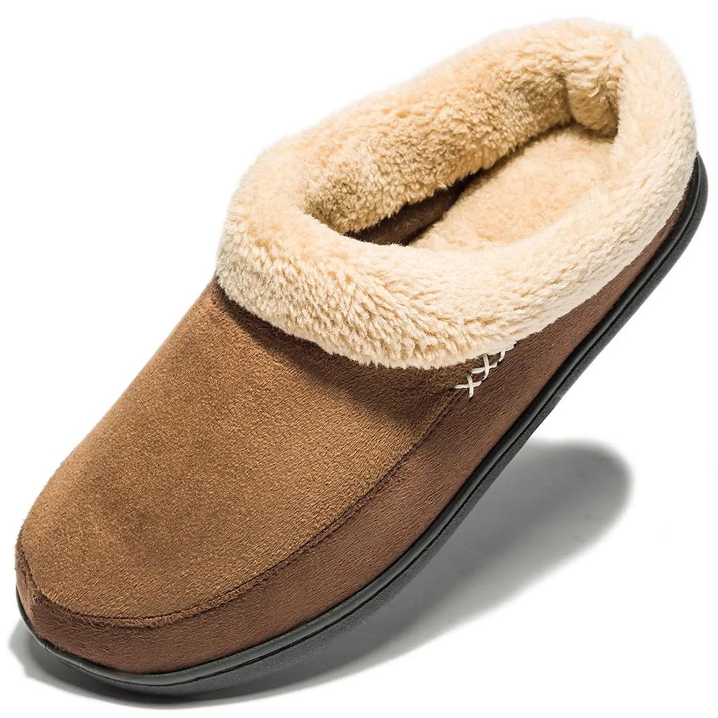 Men Winter Warm Fur Slippers House Non-Slip Soft Shoes Men Comfort Flat Heel Slides Home Indoor Bedroom Zapatillas Casa Mujer