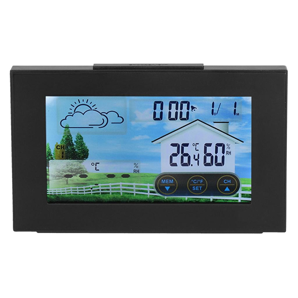 Weather Clock with Color Touch Screen Backlight Indoor Outdoor Thermometer Hygrometer Weather