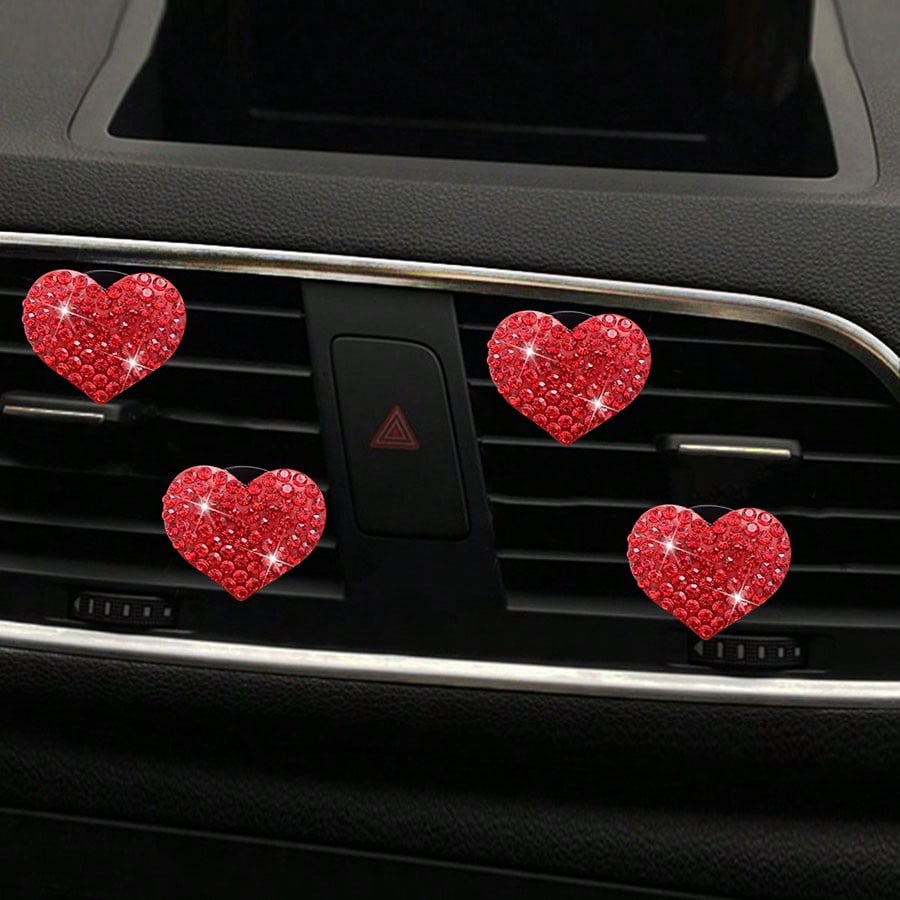 Rhinestone Heart-Shaped In-Car Decor Fragrance Clip, Air Freshener Decorative Clip With Fragrance Pads