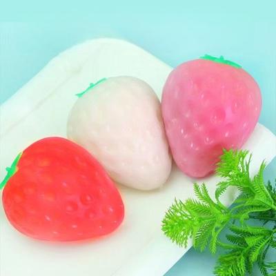 Temperature Color-Changing Strawberry Pinch Soft Slow Rebound Color-Changing Fruit Squeeze Ball Fidget Toy Children'S Gift