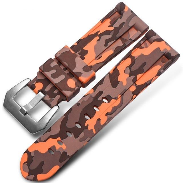 20mm 22mm 24mm 26mm Universal Camo Blue Grey Watch Band Rubber Silicone Watch Straps Wristwatch Belt Watch Accessories with Tool
