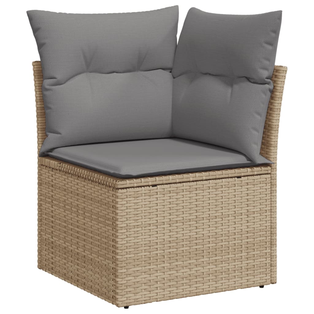 Vidaxl 8-Cz. Gartenmöbel-Set mit Kissen, Beige, Polyrattan
