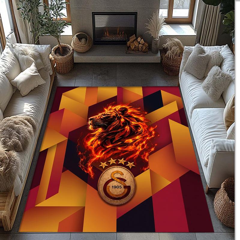 Tappeto Morbido Antiscivolo per Interni con Motivo Calcio Galatasaray FC Tappetino Decorativo Sportivo per Camera da Letto