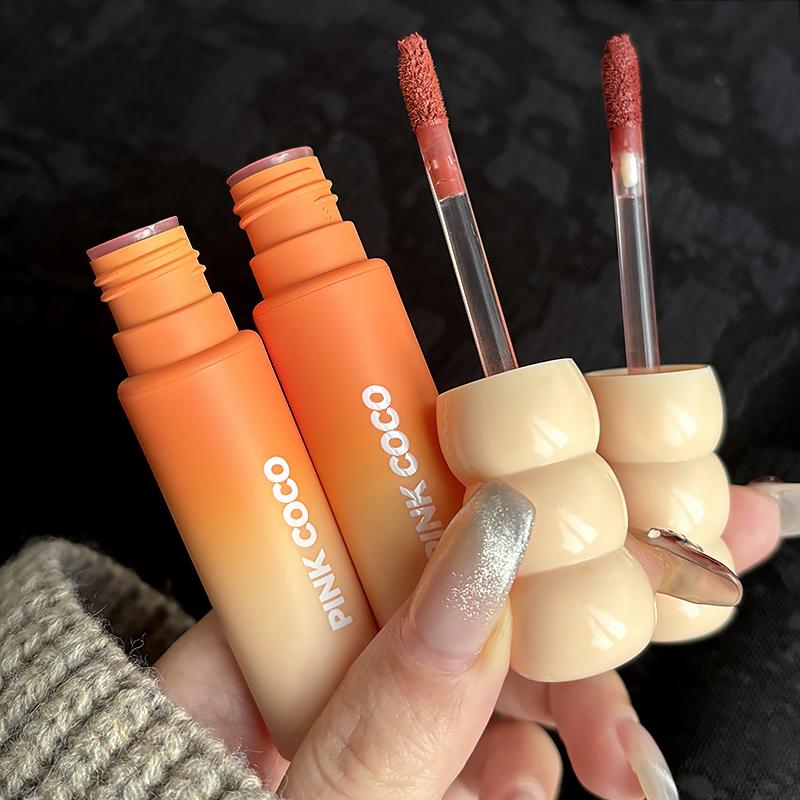 PINK COCO Sunset Galaxy Lip Glaze Matte Matte Velvet Lip Mud Low-saturation Tone Autumn and Winter Matte Lip Glaze