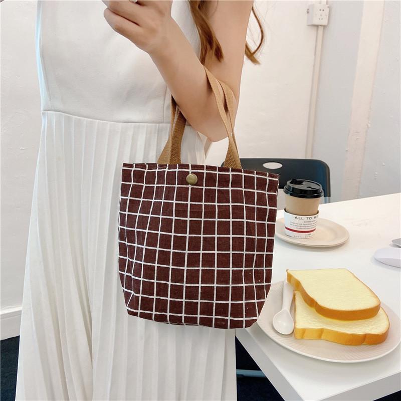 Charming Mini Canvas Lunch Tote Soft Cotton Linen Handbag For Daily Use