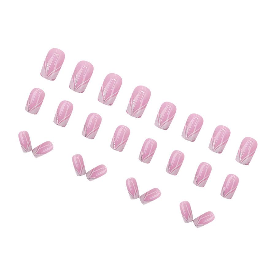 Elegant European-Style Nude Pink & Silver Glitter Nail Tips - 24pcs