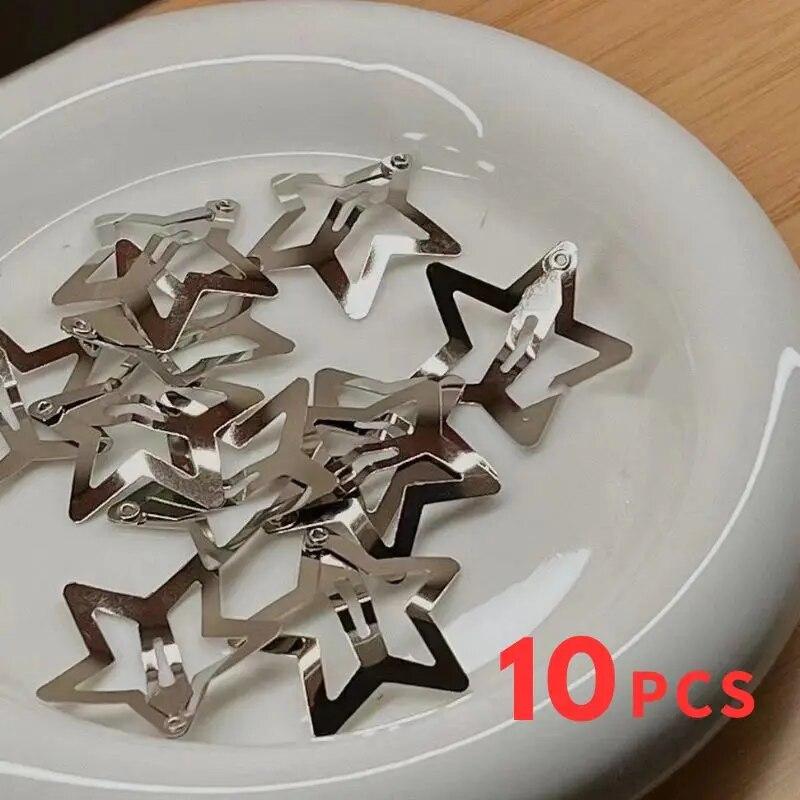 

2/200 шт., заколки для волос с серебряной звездой для девочек Y2k, филигранная звезда, металлические зажимы для волос, заколки, заколки, украшения для волос, без никеля, без свинца 10pcs