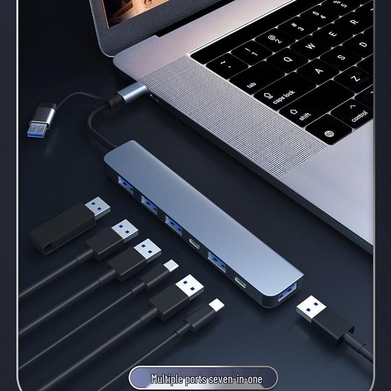 Dual-Head 7-in-1 USB 3.0 Multiport Type-C Hub Adapter