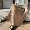 Original Autumn/Winter Folded Half Skirt 2025 Korean Edition High Waist Big Swing Skirt Warm Thick Knitted Wool Skirt Long Skirt