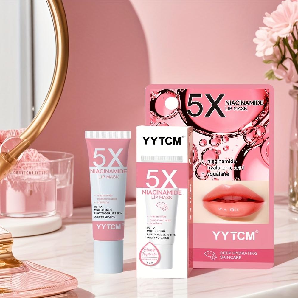 5X Maseczka do ust z niacynamidem dla kobiet - Głębokie nawilżenie i, tubka 10 g, Intensywnie nawilżający balsam do ust z różową nawilżającą formułą na suche usta