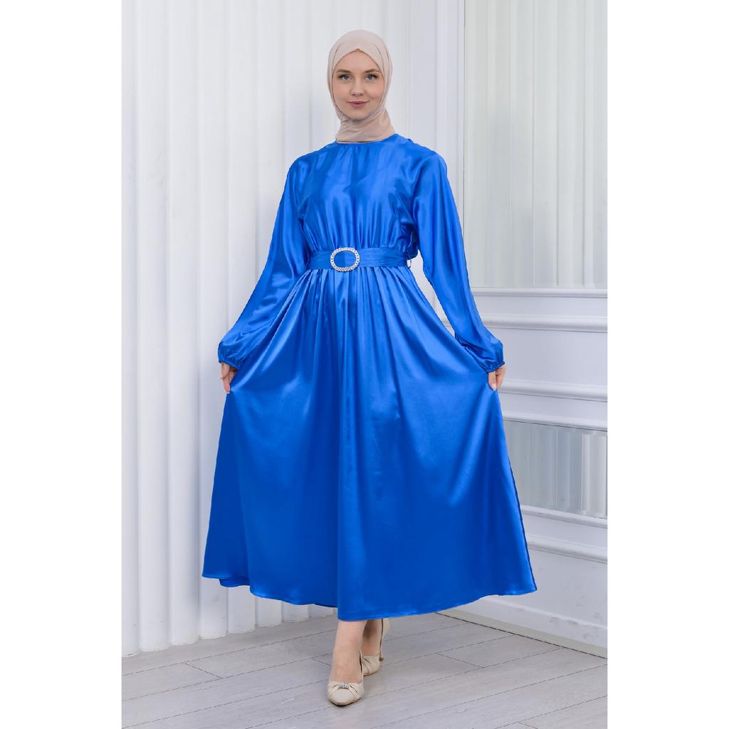 Satin Mevlana Design Rochie Hijab Cu Curea Rochie De Seara