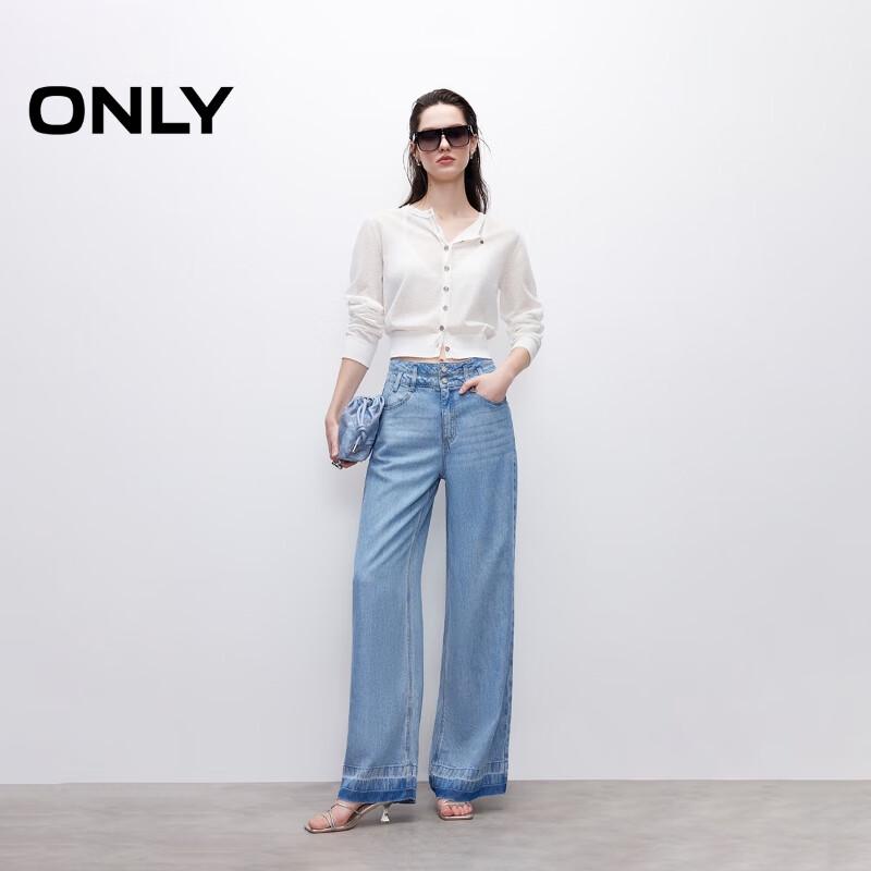 ONLY 2025 Summer Solid Pleated Round Neck Knit Cardigan