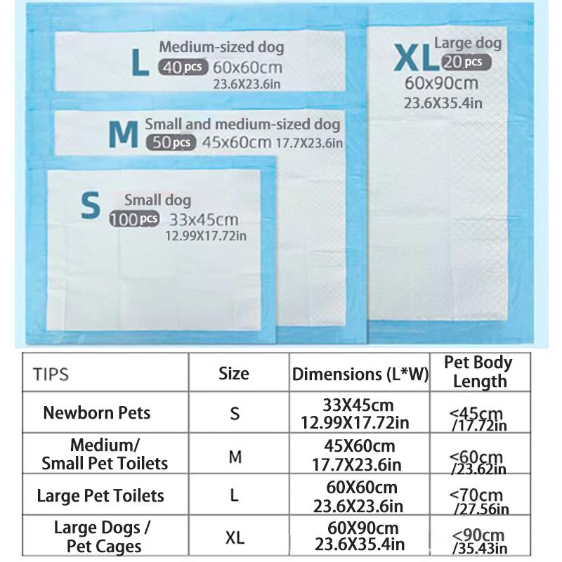 100/50/40/20PCS Absorbent Dogs Diapers Disposable Puppy Training Pee Pads Quick Dry Surface Mat Clean Cushion Dog Supplies
