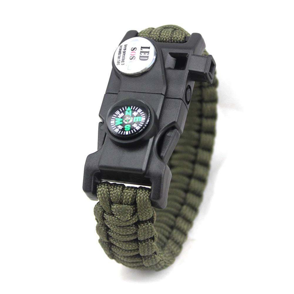 Outdoor Multifunction Portable Mountaineering Emergency Survival Bracelet Camping Survival Umbrella Rope Bracelet with Compass  Buckle
