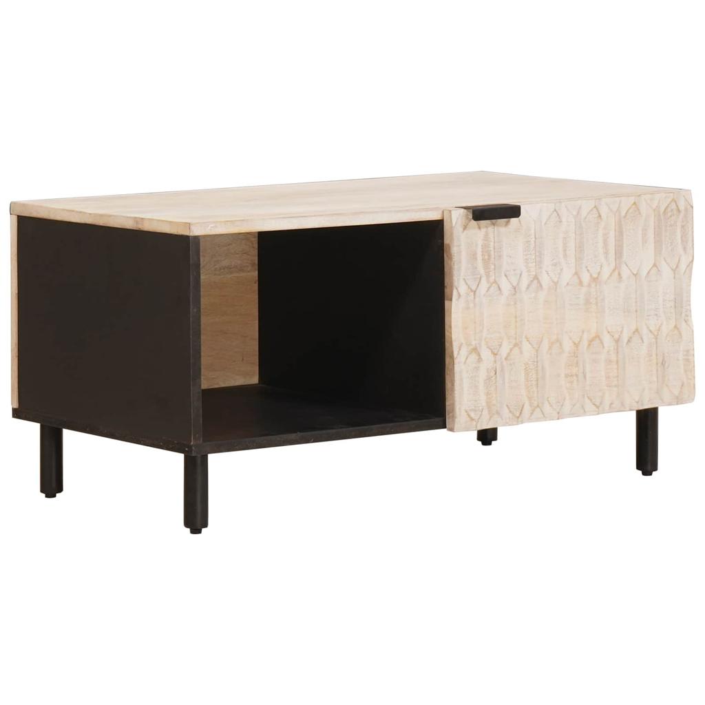 White Coffee Table 80 x 50 x 40 cm Solid Mango Wood