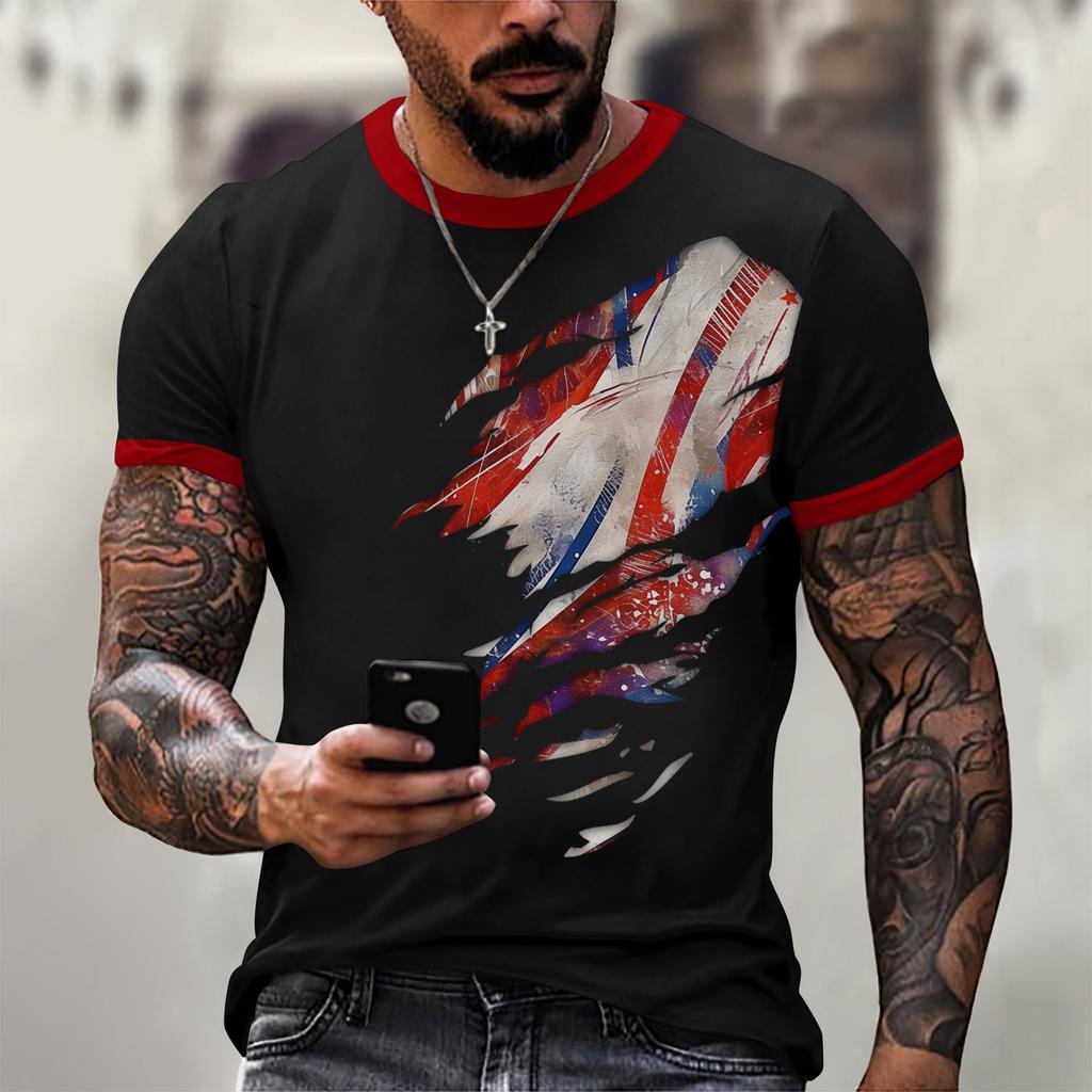 Summer Men's Popular T-shirt Printed Round Neck Short Sleeve T-shirt