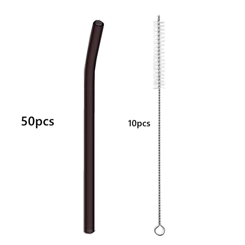 50PCS 20cm Reusable Straws Glass Drinking Straws Multi-color Eco-Friendly Straws for Cocktail Smoothies Bar Accessory Barware