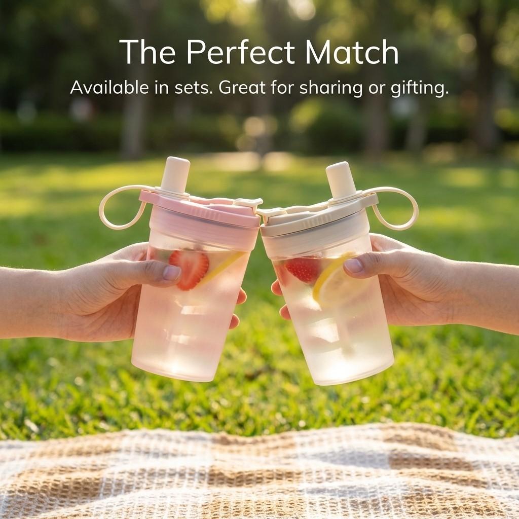 Transparent Plastic Tea Milk Coffee Mug Portable Cold And Hot Water Cup With Straw&Strainer Leak-proof Drinking Cup For Students