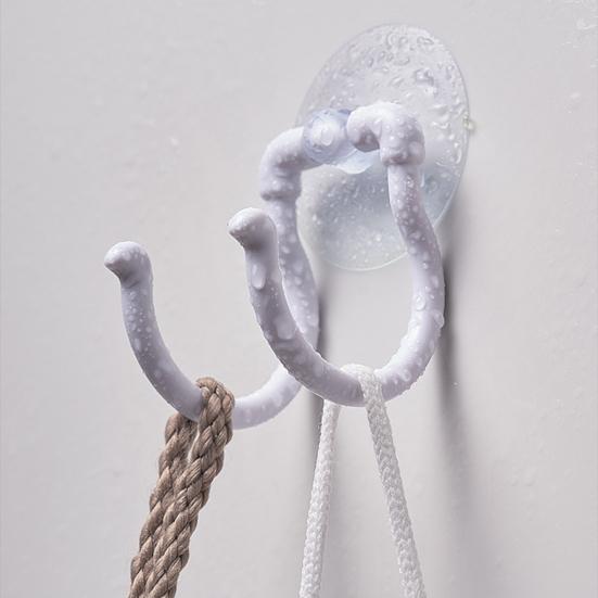 Přísavkový háček 2-háčkový věšák na ručníky Bezděrový nástěnný háček Koupelnový kuchyňský háček na oblečení Ručníky Župany Lufu