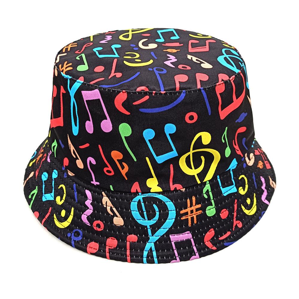 Fashion Musical Note Print Bucket Hat for Men Women Summer Travel Beach Sunscreen Panama Unisex Casual Decorate Fisherman Caps