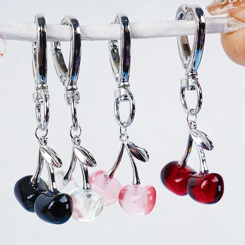 1 Piece Kawaii Cherry Bag Purse Charms Pendant Cute Cherry Keychain For Women Car Keys Decoration Gifts Stuff Accessories