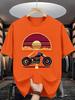 Vintage Biker Print Unisex Short Sleeve Tshirt Classic Motorbike Sunset Highway O Neck Tee Rider Style Male Street Fashion Tops