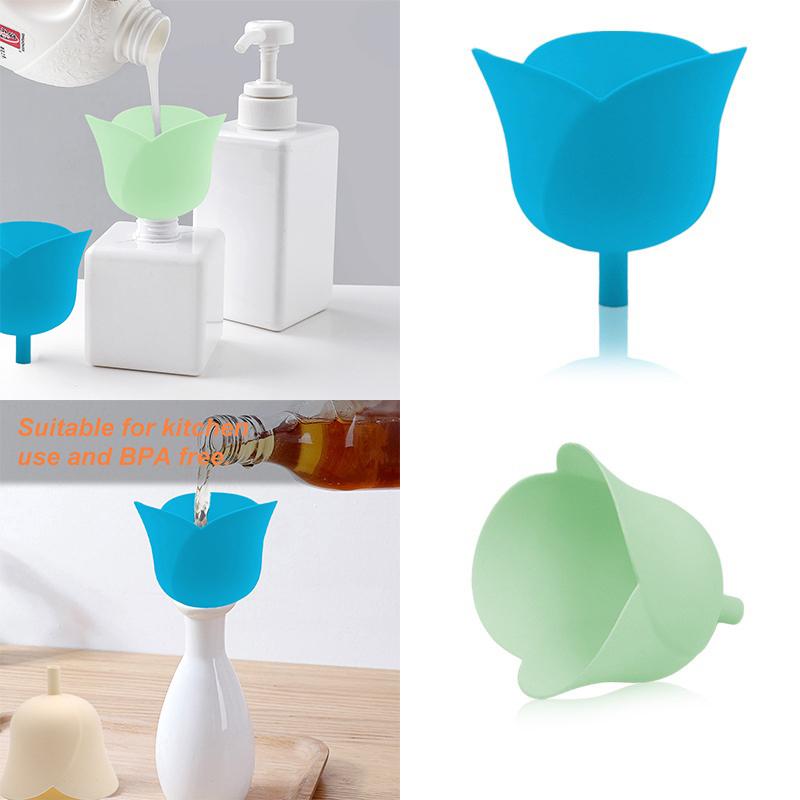 Silicone Funnel Flower Shaped Household Filter Kitchen Funnels Dispenser Liquid Funnels Kitchen Tools Wine Funnel Strainer