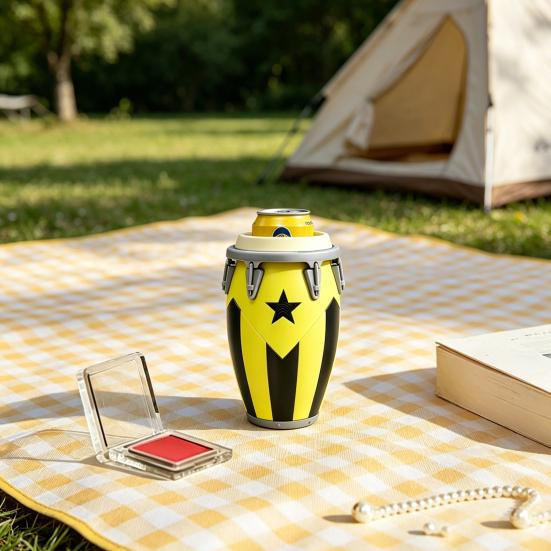 Conga Style Soda Can Holder 3D Printed Classic Drum Shape Flag Pattern 12Oz Standard Cola Beverage Beer Can Holder