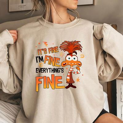 Anxiety Inside Out 2 Sweatshirt Everything Is Fine Anxiety Inside Out Emotions Shirt Retro Mental Health Sweatshirts Fans Gift