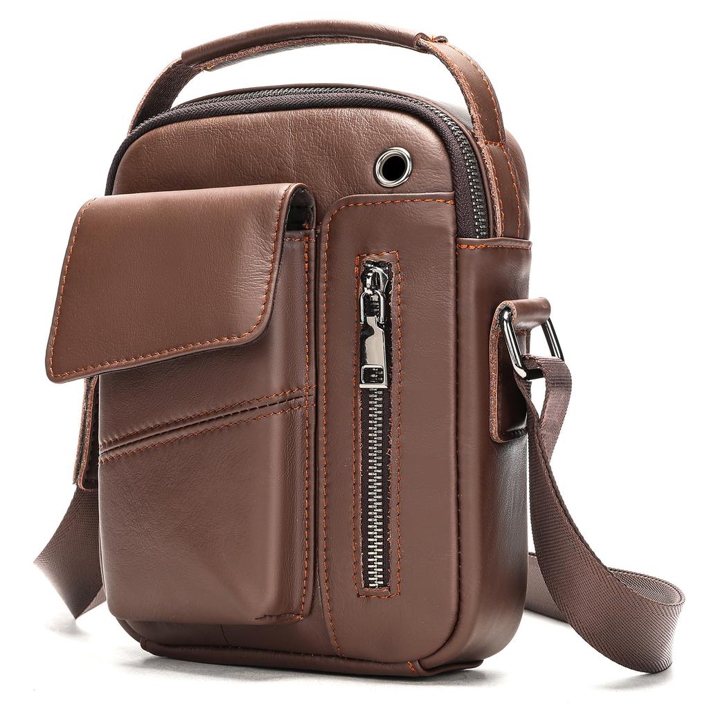 Hot Selling Top Layer Cowhide Men's Bag, Genuine Leather Crossbody Bag, High-end Fashion Business Shoulder Bag, Single Shoulder Small Bag