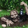 1pc Halloween Zombie Crawling Horror Decor, Scary Led Lights Zombie Holding Lantern Outdoor Figurine Light