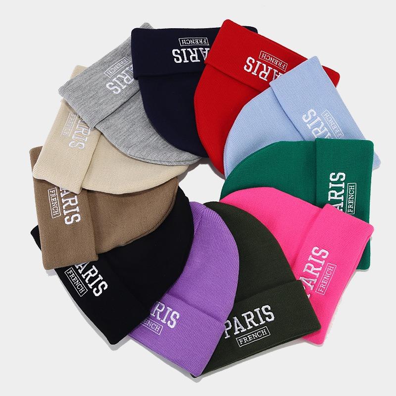 Large Version Knitted Hat Female Face Small Embroidered Letters Wool Pullover Hat Big Head Circumference Street Tide Hat