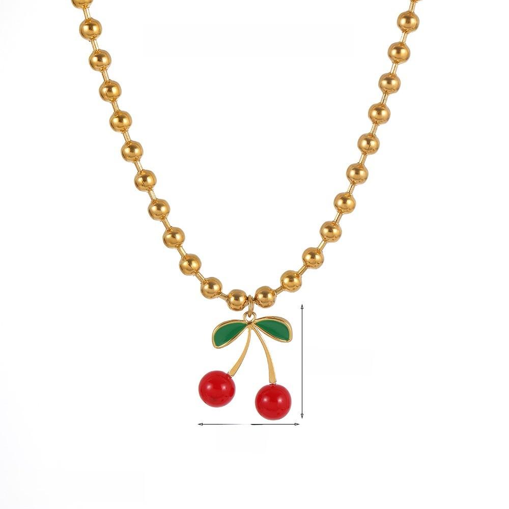 Stainless Steel Fruit Necklace For Women Summer Fashion Jewelry With Resin Pendant