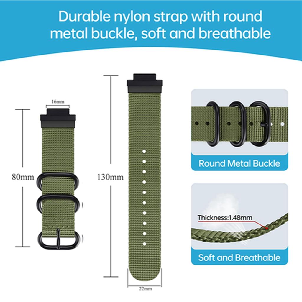 Nylon Watch Band | Compatible with Casio GA-2100/GA-2110/GM-2100 Watches, 22mm Replacement Sports Strap, Unisex (Green)