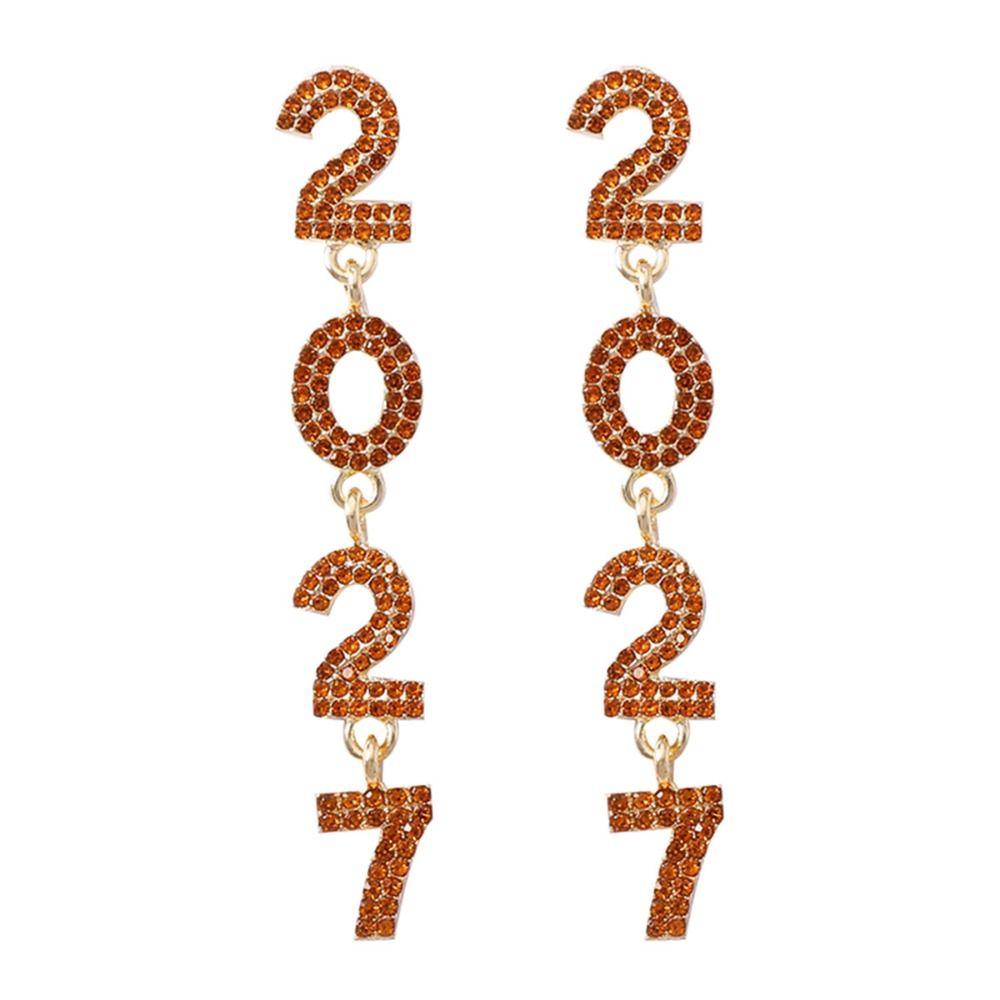 Pearl 2027 Digital Earrings Zircon Christmas Stud Earrings Happy New Year Earrings New Year Party