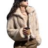 Fashion Luxury Faux Fur Short Coat Women Stand Collar Long Sleeve Loose Jacket Autumn Winter Lazy Thick Streetwear Outerwear
