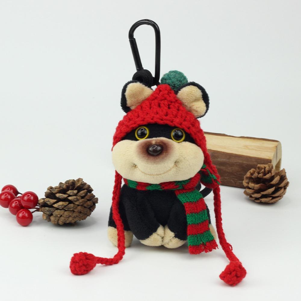 Soft Christmas Plush Doll Bow Creative Dog Pendant Cute Bee Puppy Keychain Daily