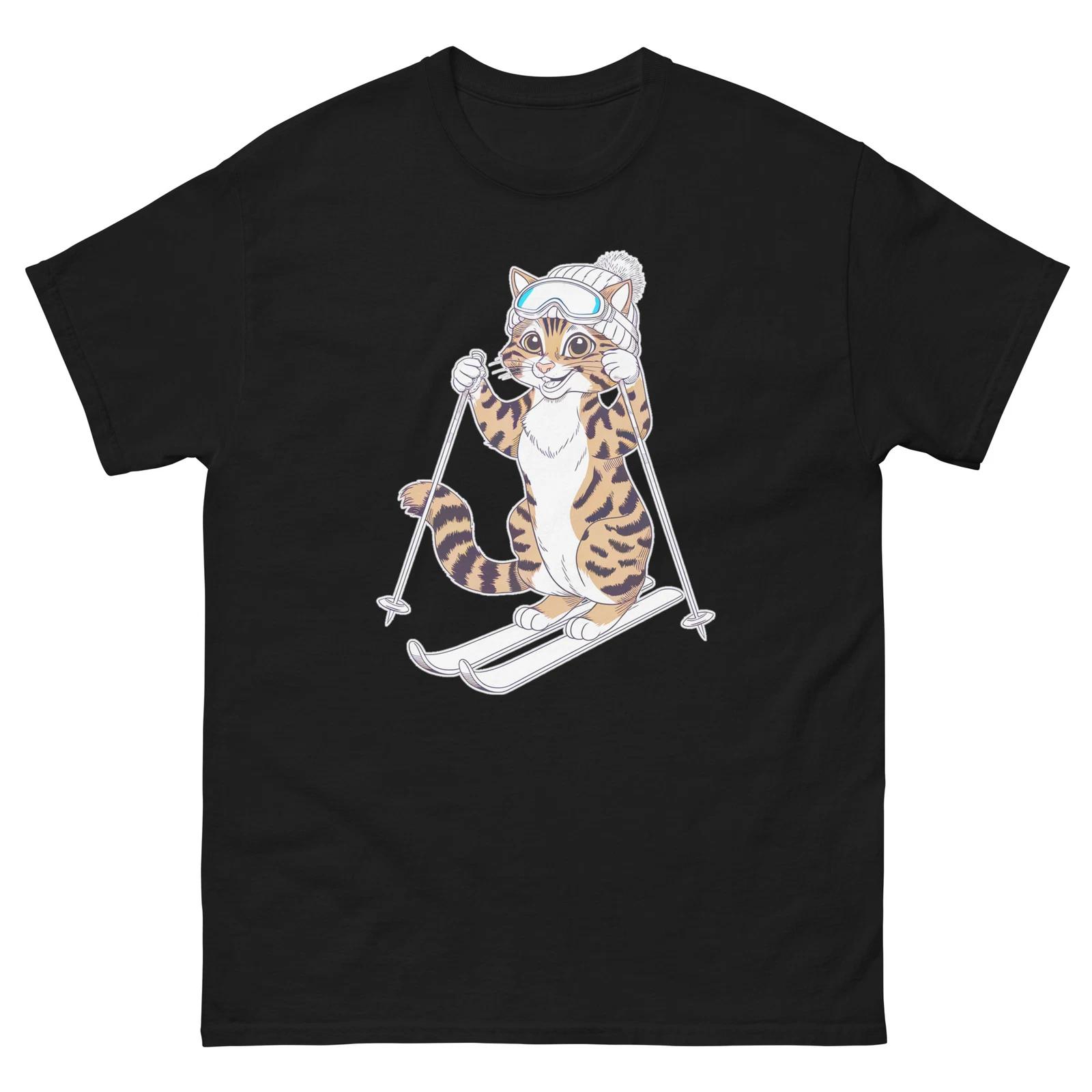 Egyptian Mau Cat Skiing Fun Ski Skier Shirt T-Shirt 2XL