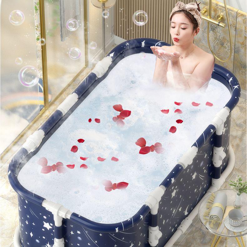 Rectangular Folding Bathtub for Adults and Children - No Installation Required, Full Body Thickened Design.