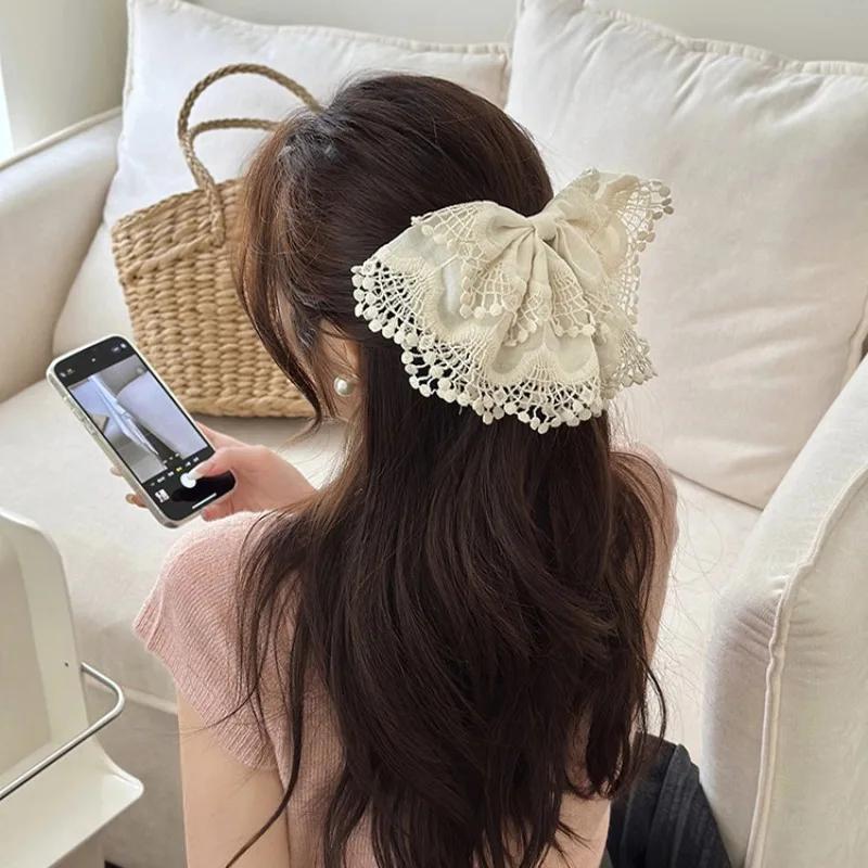 Bohemian Style Hair Accessory with Relaxed Atmosphere, Beige Lace Headband, Women's High-end Hair Tie