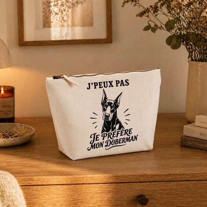 Trousse de toilette - PLANETEE - Collection « J'peux pas minimaliste » - 100% coton beige - 3 L (28×19×9 cm) - Zip métal