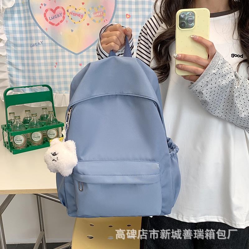 Schoolbag Japanese leisure large capacity ins wind travel backpack new trendy Korean version solid color simple student backpack